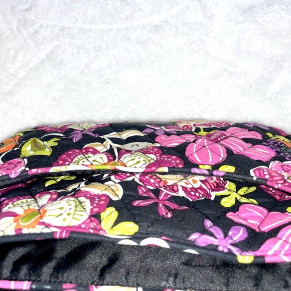 VERA BRADLEY CROSSBODY PINK PURPLE BLACK FLORAL PURSE 10x8x3 - Picture 13 of 14